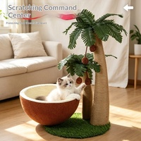Griffoir pour chat style cocotier mignon, anti-déchirure, tout-en-un, lit-griffoir et bac à griffer, protège Noël Halloween