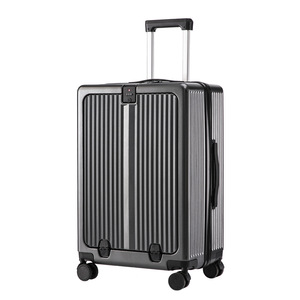Valise à roulettes Yongsheng à ouverture frontale 20 pouces avec serrure, roues pivotantes à 360 degrés, pour voyages d'affaires, couleur unie - Product Image 4