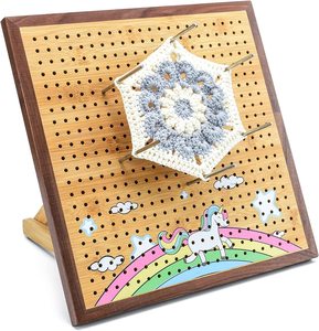 Bambus-Blockierbrett zum Stricken und Häkeln, Holz-Pegboard, Dekoratives Aufbewahrungsregal für Zuhause, Geschenk für <span class=keywords><strong>Granny</strong></span>-Square-Liebhaber - Product Image 2