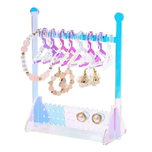 Free Standing Desktop New Elegant Neon Acrylic Earring Display Stand Rack Necklace Jewelry Storage Ornament Finishing Hanger