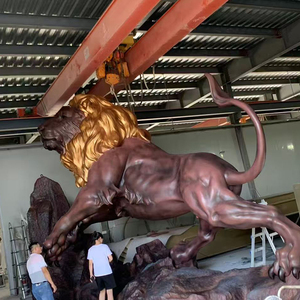 מכירת חיסול של פסל אריה מפיברגלס בהתאמה אישית, פסל חיה מציאותי מ-FRP לפארק שעשועים, קניון מסחרי, קישוט נקודת ציון - Product Image 1