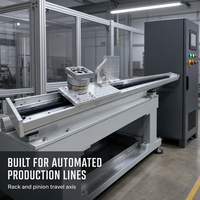 Module linéaire à crémaillère pour robot, 7ème axe de translation avec soufflet de protection, servomoteur, boîte de vitesses, roulement, moteur et rails de guidage