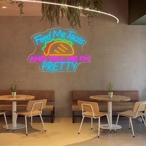 Letrero de Neón con la Frase 'Alimenta-me-tacos y dile que soy guapa', Letreros de Neón LED con la Frase 'Tacos Abiertos', Letreros de Neón LED Personalizados para Tiendas - Product Image 5