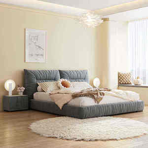 Nuovo Letto di Design Creativo <span class=keywords><strong>Bao</strong></span> <span class=keywords><strong>Tou</strong></span>, Lussuoso e di Alta Gamma, Rivestito in Pelle, con Gambe in Acciaio Inossidabile, Moderno Letto in Legno Misura King/Full - Product Image 3