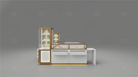 Vitrine de présentation moderne de grande taille avec verre incurvé, comptoir linéaire pour bijouterie, kiosque pour centre commercial