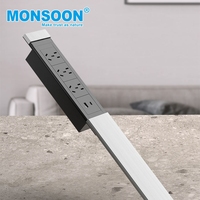 Prise de table encastrée pour meubles de cuisine, dissimulée, avec couvercle coulissant unique et ports USB Type-C