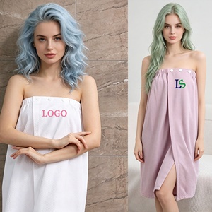 LOGO Cotton Waffle Strapless Spa <strong>Wrap</strong> Skirt Lightweight Summer Wearable Bath <strong>Towel</strong> Dress Adjustable Body <strong>Wrap</strong> for Beauty Salon - Product Image 6