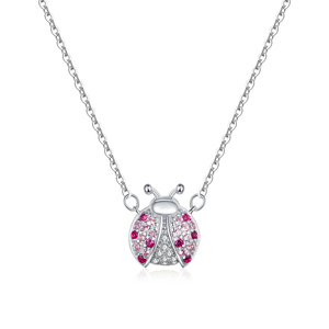 <span class=keywords><strong>Collana</strong></span> con Ciondolo <span class=keywords><strong>Coccinella</strong></span> in Argento Sterling 925 con Zirconia Cubica Rosa, Stile Trendy per Matrimoni, Regali, Fidanzamenti o Feste - Product Image 1