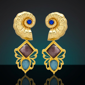 Pendientes de latón hechos a mano, chapados en oro, estilo étnico, para compromiso y fiesta, moda boho. - Product Image 3