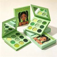 Palette de fards à paupières verts à haute pigmentation, 9 couleurs, marque privée, fini mat, scintillant, pailleté, maquillage waterproof