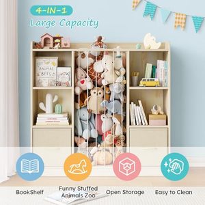 Organizzatore per <span class=keywords><strong>Giocattoli</strong></span>, <span class=keywords><strong>Scaffale</strong></span> in Legno per Peluche con 6 Cubi e Cassetti Rimovibili - Product Image 3