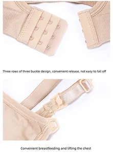 Lot de 3 sous-vêtements sans fil à boutons ouverts Soutien-gorge de <span class=keywords><strong>sport</strong></span> d'<span class=keywords><strong>allaitement</strong></span> Soutien-gorge de maternité respirant pour les femmes enceintes - Product Image 6