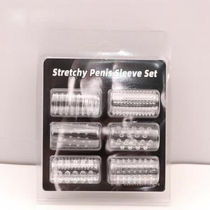Lot de 6 anneaux de doigt en cristal en forme de chenille pour homme, retardateur d'éjaculation, jouet sexuel pour adulte, 100 % étanche - Product Image 1