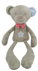 Uzun Bacaklı Peluş Oyuncak Ayı - Papyon ve Yıldız Süslemeli Sevimli Gri Peluş Ayı |   Yumuşak Bebek Çocuklar İçin Sarılma Oyuncağı Hediyesi - Product Image 4