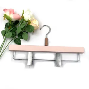 High-Grade Lotus Wooden Pants Hangers With Hanger Clips Slip Skirt Hangers