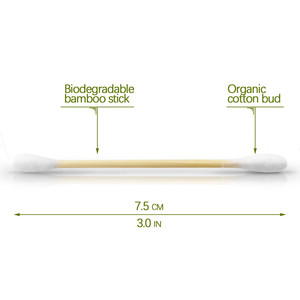 Hisopos de Algodón Orgánicos Naturales de Bambú de Doble Cabeza Redonda, Fabricados por OEM - Product Image 2