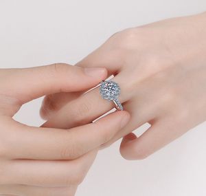 เครื่องประดับที่ดี925แหวนเงินสเตอร์ลิงแหวนเพชรโมอิสซานไนต์รูปดอกไม้ดวงอาทิตย์แหวนหมั้นแหวนแต่งงานเพชรโมอิส1CT าไนต์ - Product Image 2