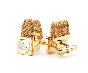 Oro <span class=keywords><strong>gemelli</strong></span> degli uomini <span class=keywords><strong>con</strong></span> la catena <span class=keywords><strong>gemelli</strong></span> personalizzati uomini shell mesh wrap <span class=keywords><strong>gemelli</strong></span> della <span class=keywords><strong>camicia</strong></span> - Product Image 2