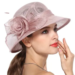 2022ファッションシックな女性レディースsinamay教会の帽子ケンタッキーダービードレスハット魅惑的なフローラルティーパーティーウェディングハット