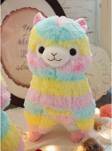 Juguete de felpa suave para niños, Llama arcoíris, muñeco de Alpaca, lana pequeña, <span class=keywords><strong>animal</strong></span> de peluche, cojín de almohada - Product Image 3