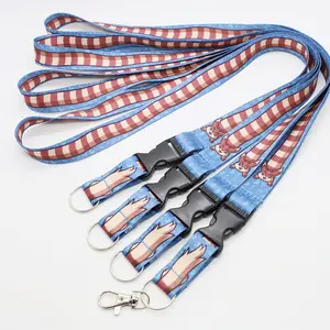 Factory Customized Sublimation Polyester Lanyard Anime Lanyard With Removable Safety Buckle And Keyring