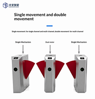 Portillon à ailes rétractables automatiques avec système biométrique et capteur anti-écrêtlement, pour bâtiments de bureaux intelligents