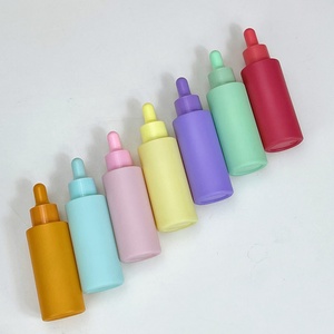 Flacon compte-gouttes en verre à épaule plate couleur macaron 50 ml pour soins de la peau, huile essentielle, sérum 1,7 oz avec bouchon compte-gouttes coloré - Product Image 6