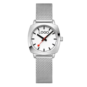 Montres HANNAH MARTIN avec logo personnalisé, cadran carré minimaliste pour femmes, montre-bracelet fine en acier inoxydable personnalisée pour dames - Product Image 1