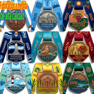 Medalla de Meta Personalizada al por Mayor para Maratón de <span class=keywords><strong>Argentina</strong></span>, Medalla Metálica 3D con Relieve de Monumentos de la Ciudad para Eventos de Carreras de Maratón, Pedidos al por Mayor - Product Image 1
