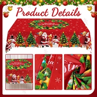 Nappe de Noël rectangulaire en polyester 180*140cm, couverture de table de Noël, décoration pour dîner de fête, maison, cuisine, salle à manger