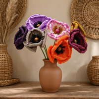 Fleur de pavot en papier crépon faite à la main, réaliste, multicolore, M1032, pour bouquet de mariage, vase décoratif, fête, événement