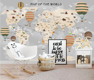 Revêtement mural personnalisé <span class=keywords><strong>en</strong></span> <span class=keywords><strong>3d</strong></span> pour enfant, motif dessin animé, cartes du monde - Product Image 2