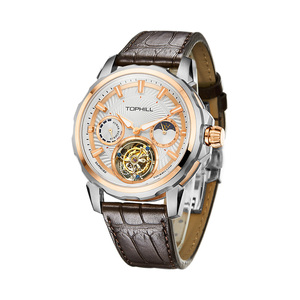 Nouvelle <span class=keywords><strong>montre</strong></span> tourbillon avec bracelet en cuir d'alligator véritable, design classique personnalisé pour les hommes d'affaires, montres de luxe de marque - Product Image 1
