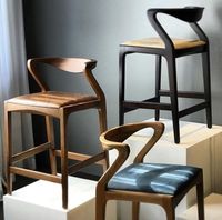 Offre spéciale Mobilier d'intérieur moderne en bois de noyer massif véritable pour appartement, café, restaurant, cuisine, chaise haute pour bar