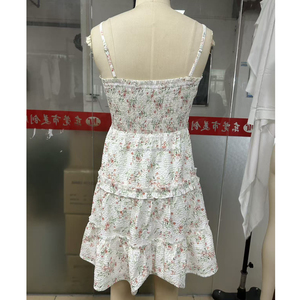 Vestidos Mini con Volantes y Corsé Fruncido Floral Personalizado para Mujer, Vestido <span class=keywords><strong>de</strong></span> Seersucker para Damas - Product Image 4