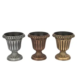 Retro Plastic Roman European Style Desktop Decoration, Vase Brass Antique Design Container Plant Pot, Garden Planter Flower Pots