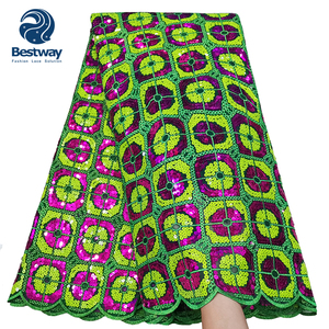 Bestway Chất lượng cao đám cưới Châu Phi Sequins áo thêu ren lưới vải - Product Image 2