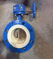 Corps de vanne en fonte ductile, disque de vanne en acier inoxydable SS304, joint résilient doublé PTFE, vanne papillon à bride pour eau, à vis sans fin, DN50-DN600