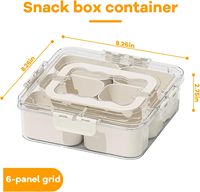 Yongli Snackbox, 6-delige serveerschaal met deksel en handvat, voedselcontainers, snoep- en fruitbakje