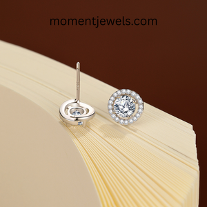 Boucles d'oreilles en argent sterling 925 avec moissanite, taille brillant rond, zircon délicat, bijoux simples, cadeau pour femme, à porter au quotidien - Product Image 1