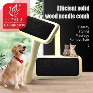 Fácil de usar con mango de madera Durable mascotas perro gato limpieza Dematting cepillo del peine - Product Image 3