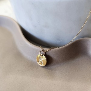Dijes de letras del alfabeto con diseño de disco pavé |   Colgantes de Acero Inoxidable con Baño de Oro PVD de 18K y Circonitas con Iniciales para la Creación de Joyas |   Impermeable - Product Image 6