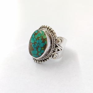 Bague en turquoise, argent sterling 925, bague en pierre précieuse, turquoise, collection artisanale, bagues fines, bijoux en argent, prix de gros - Product Image 3