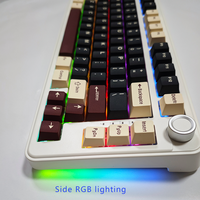Teclado Mecánico para Juegos RGB al 75%, Teclado Mecánico de Oficina de Tres Modos con Perilla de Metal, Intercambiable en Caliente