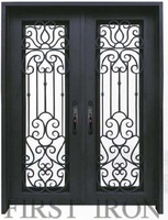 Modèles de portes en métal à double porte en fer forgé pour entrée principale de style nouveau
