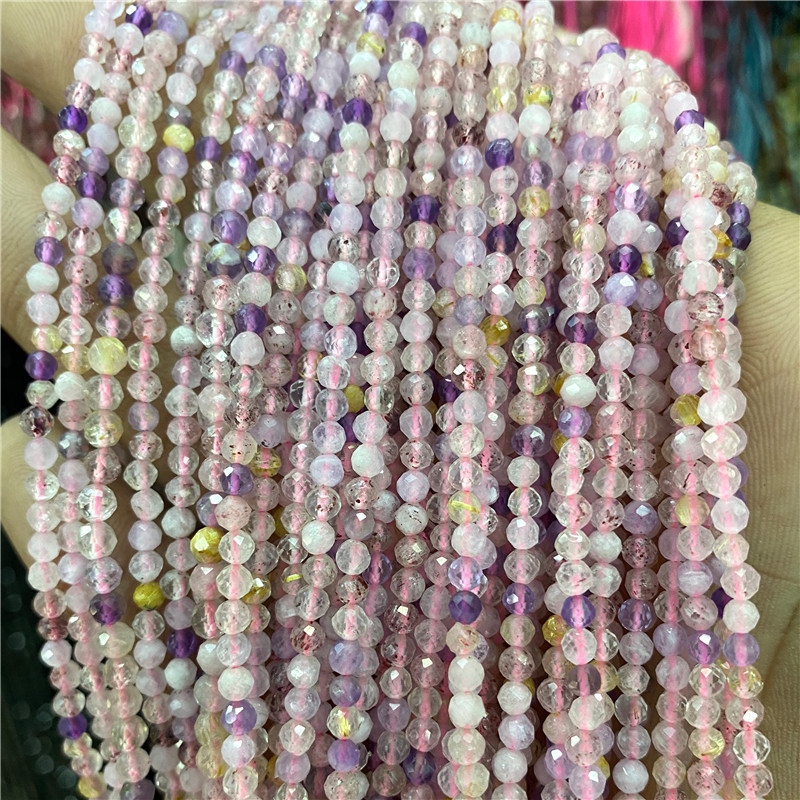 Natural Multi-Color Cut Round Cubic Scattered Bead Gemstone Stone Beads for Jewelry Making for Necklaces Bracelets Earrings