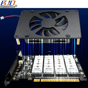 بطاقة محول PCI-E 5.0 16X إلى 4 * NGFF <span class=keywords><strong>M</strong></span>.<span class=keywords><strong>2</strong></span> <span class=keywords><strong>M</strong></span>-Key 2280 M2 NVME SSD جديدة لعام 2026 بسرعة 512 جيجابت في الثانية + مروحة تدعم تقسيم PCIe X4x4x4x4 - Product Image 2
