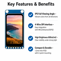 Module LCD TFT 1,47 pouce 172x320 IPS, angle de vision complet, SPI 4 fils, pilote ST7789P3, 262K couleurs, 600 nits de luminosité élevée