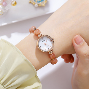 New Arrival Natural Stone And Copper Band Slim Round Zinc Alloy <b>Case</b> Glass Crystal Copper Buckle Elegant Minimalist Design - Product Image 2