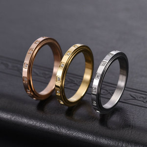 Non Tarnish Fine 14k 18k Gold Plated 316L Stainless Steel Fashion Zircon Wedding Fidget <b>Ring</b> Band for Women <b>Men</b> - Product Image 1